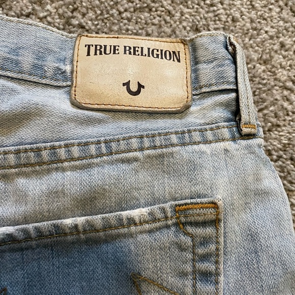 True Religion Light Washed Distressed Denim Jean Shorties:27 - Picture 7 of 7